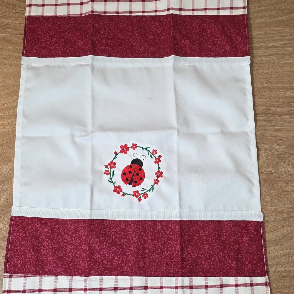 Handcrafted Embroidered Ladybug Gingham Hand Towels Set Of 2 18